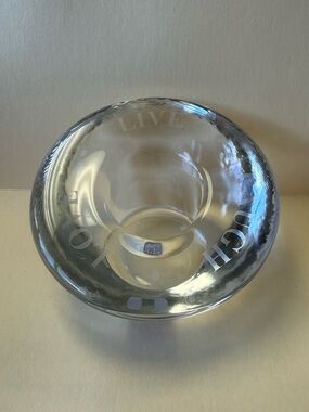 Simon Pearce handblown signed glass votive candle holder etched Love Live Laugh